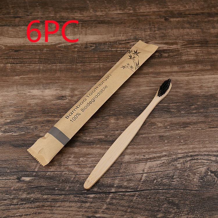 Flat Bamboo Toothbrush with Kraft Paper Bag – Eco-Friendly & Biodegradable