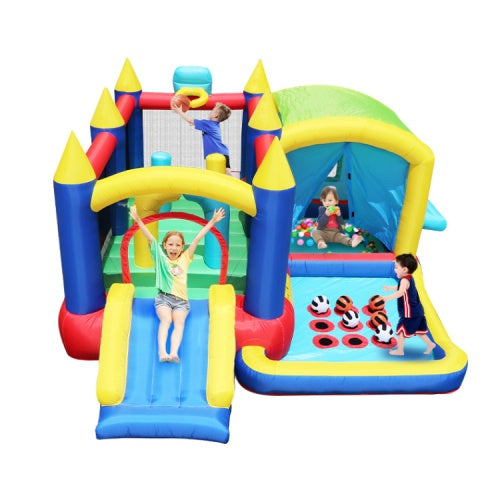 7-in-1 Inflatable Bounce House with Slide, Ball Pit & Obstacles – Indoor/Outdoor Fun for Kids' Parties & Backyard Play