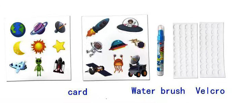 Magical Water Painting Book – Space Theme Reusable Drawing Pad for Kids Ages 3+ – No-Mess Coloring Board with Water Pen – Eco-Friendly Travel Activity Toy