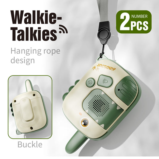 Close-up of walkie talkie speaker and mic with dinosaur design