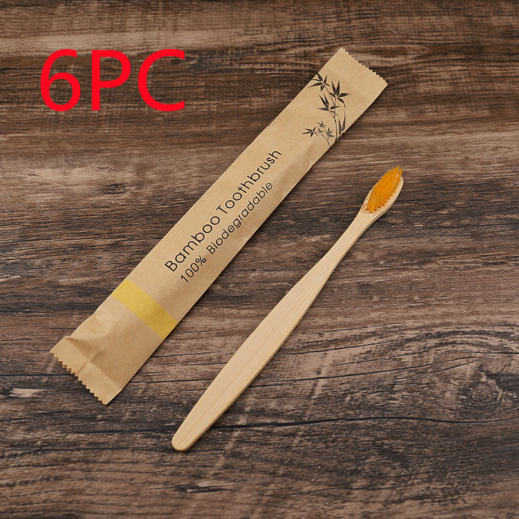 Flat Bamboo Toothbrush with Kraft Paper Bag – Eco-Friendly & Biodegradable