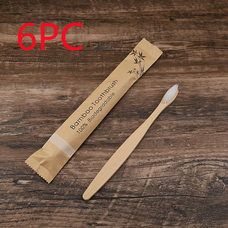 Flat Bamboo Toothbrush with Kraft Paper Bag – Eco-Friendly & Biodegradable