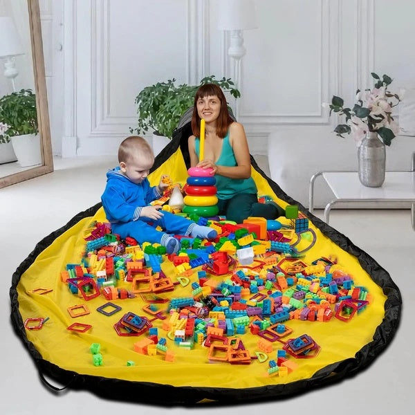 Toy Storage Mat & Organizer Bin – Kids’ Play Mat for LEGO, Blocks & Clean-Up