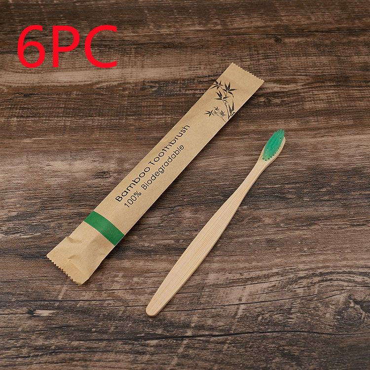 Flat Bamboo Toothbrush with Kraft Paper Bag – Eco-Friendly & Biodegradable