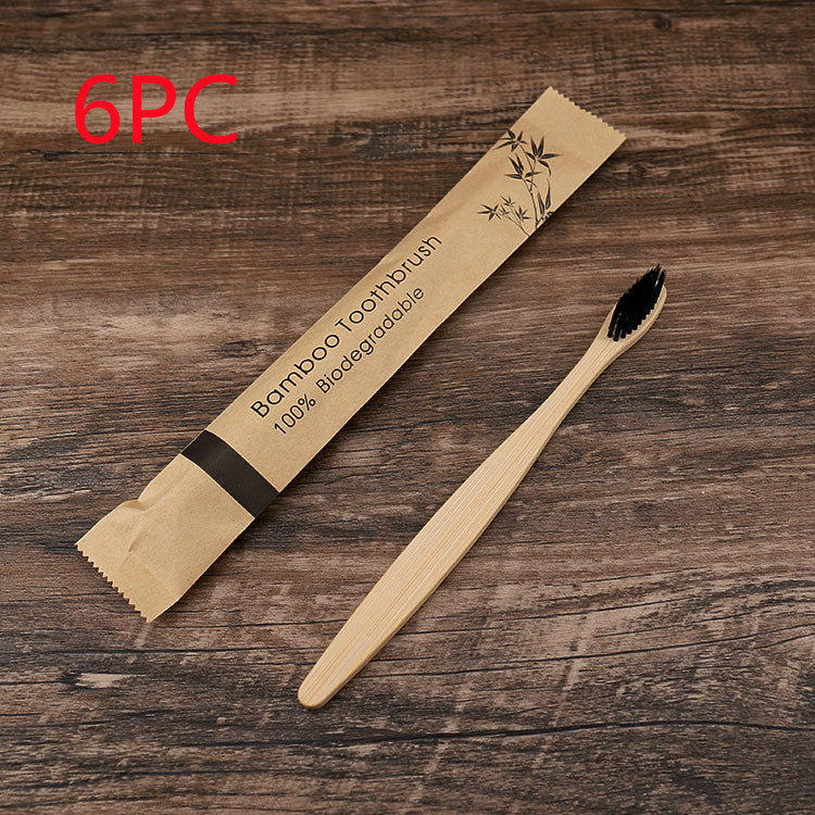Flat Bamboo Toothbrush with Kraft Paper Bag – Eco-Friendly & Biodegradable
