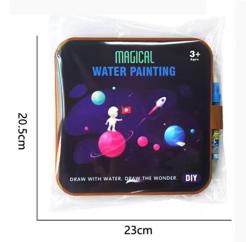 Magical Water Painting Book – Space Theme Reusable Drawing Pad for Kids Ages 3+ – No-Mess Coloring Board with Water Pen – Eco-Friendly Travel Activity Toy